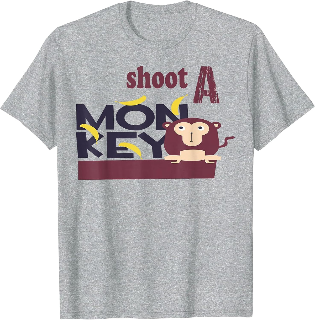 Shoot A Monkey Funny Southern Quotes Classic Design T-Shirt - Heather Grey