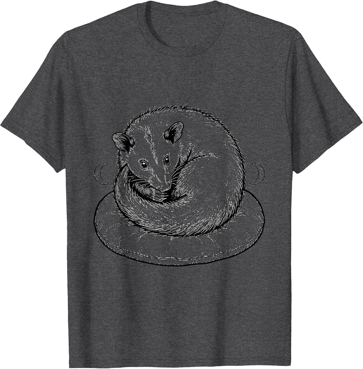 Sleeping Opossum Cute Animal Lover Sleepwear T-Shirt - Dark Heather Grey