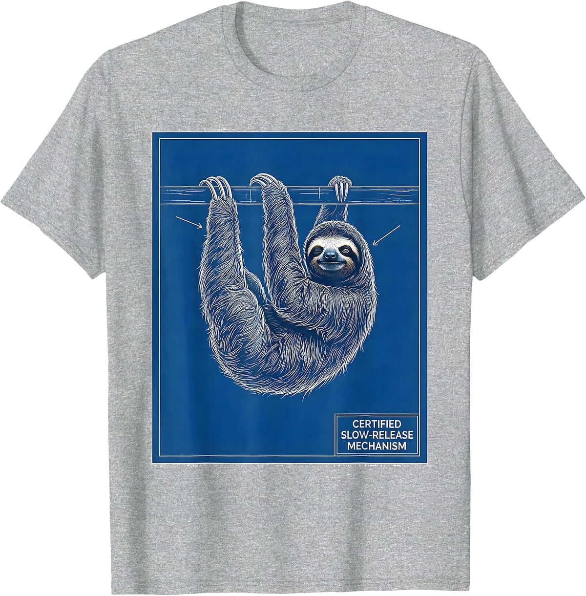 Men's Certified Slow-Release Mechanism Funny Sloth Lover Gift T-Shirt - Heather Grey