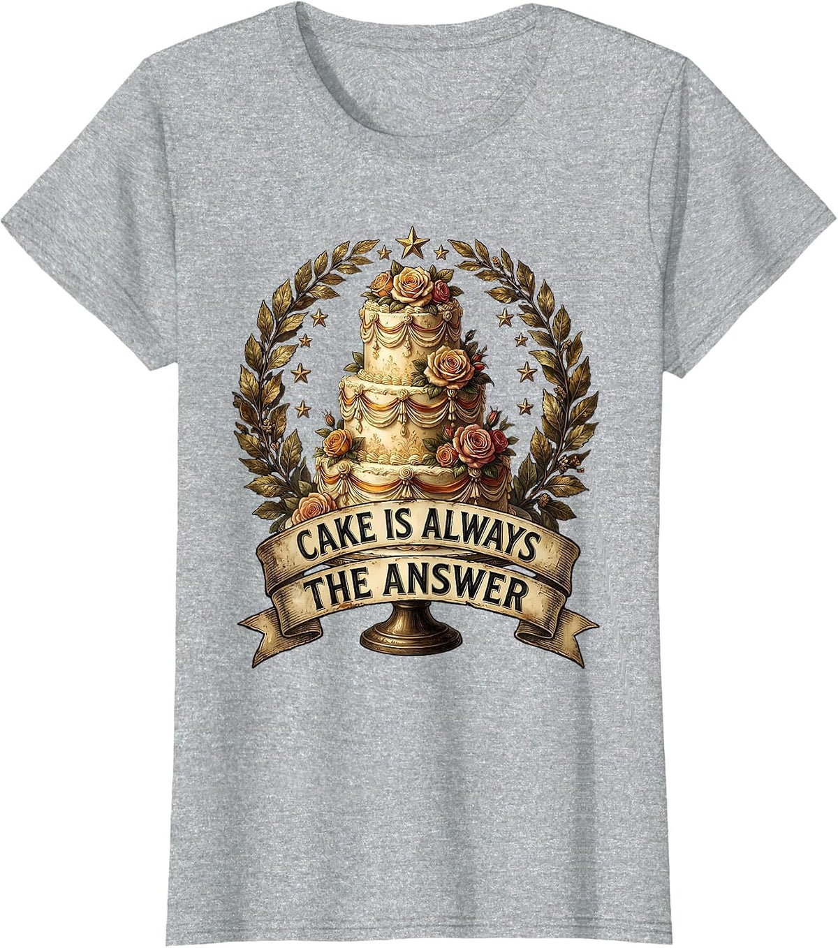 Cake Is Always The Answer Birthday Girl Design T-Shirt - Heather Grey