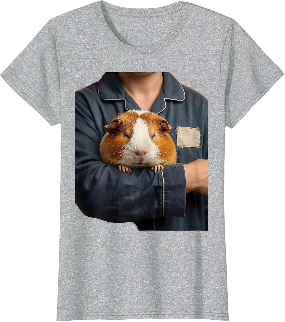 Sleeping Guinea Pig Cartoon Pet Lover Cozy T-Shirt - Heather Grey