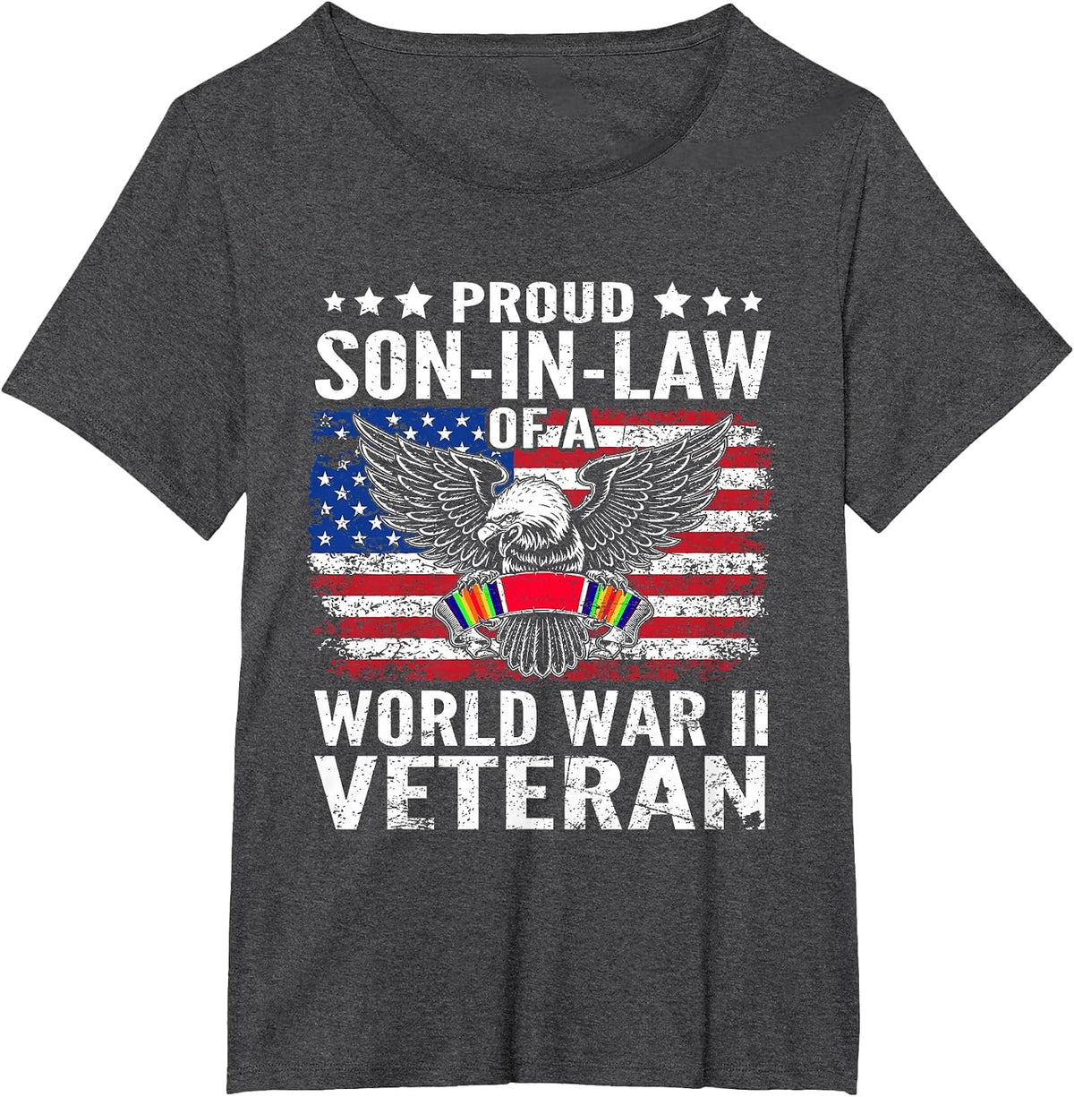 Proud Son-in-Law of A WWII Veteran World War 2 US Vet T-Shirt - Dark Heather Grey