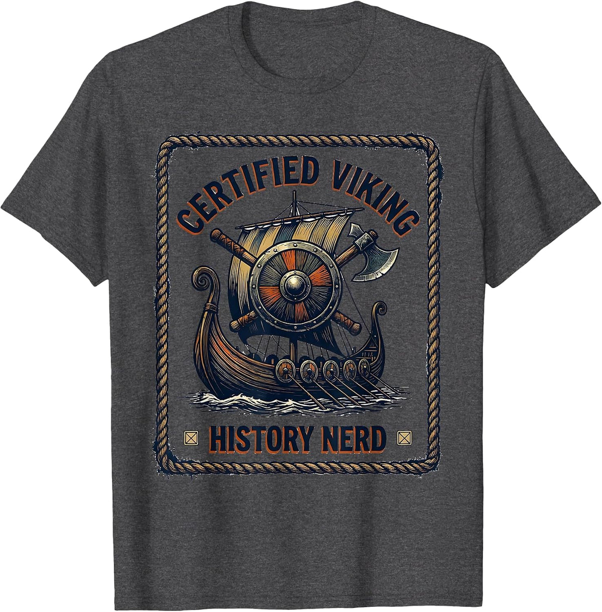 Men's Certified Viking History Nerd Funny History Teacher T-Shirt - Dark Heather Grey