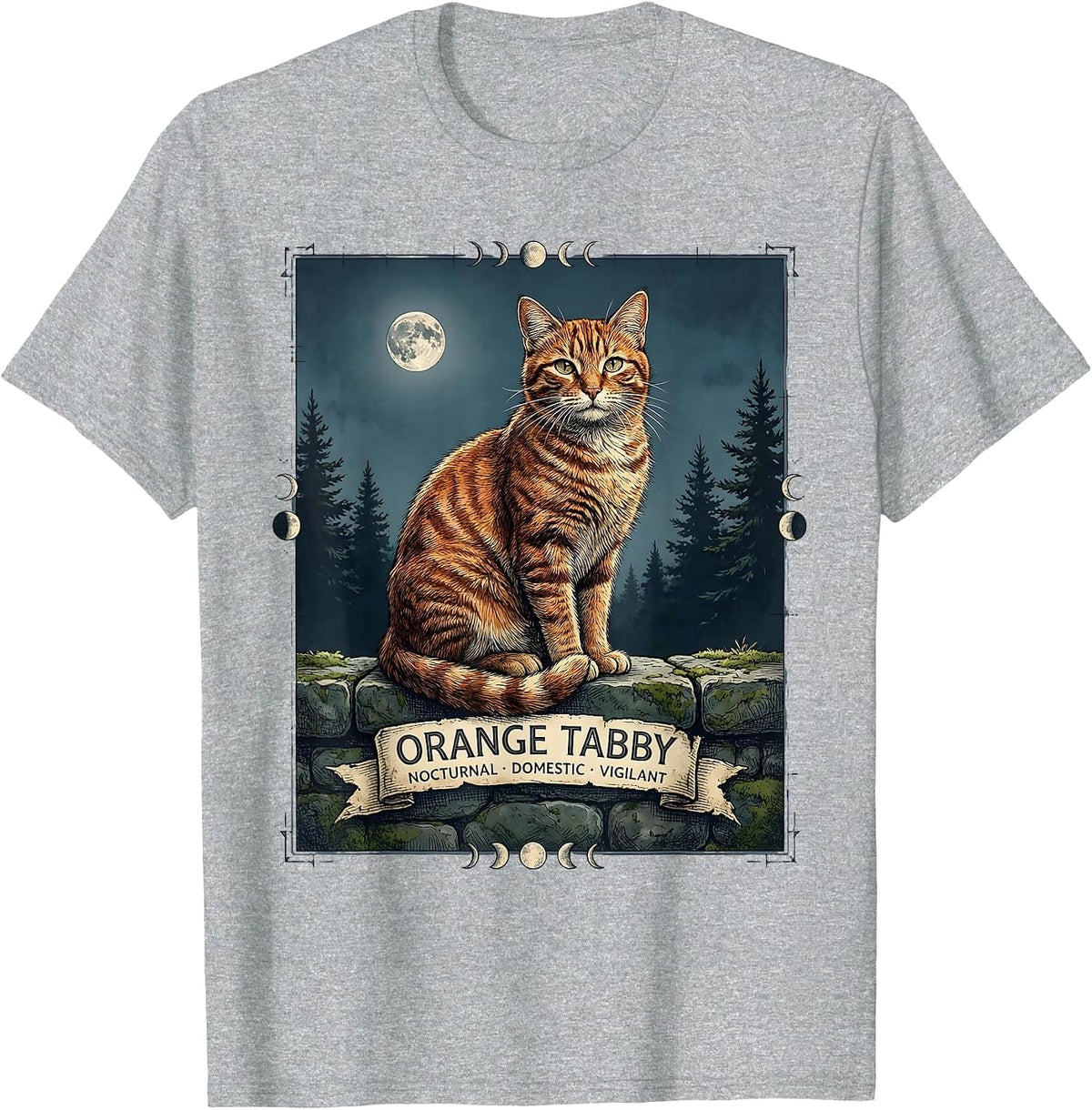 Men's Orange Tabby — Nocturnal, Domestic, Vigilant Vintage T-Shirt - Heather Grey