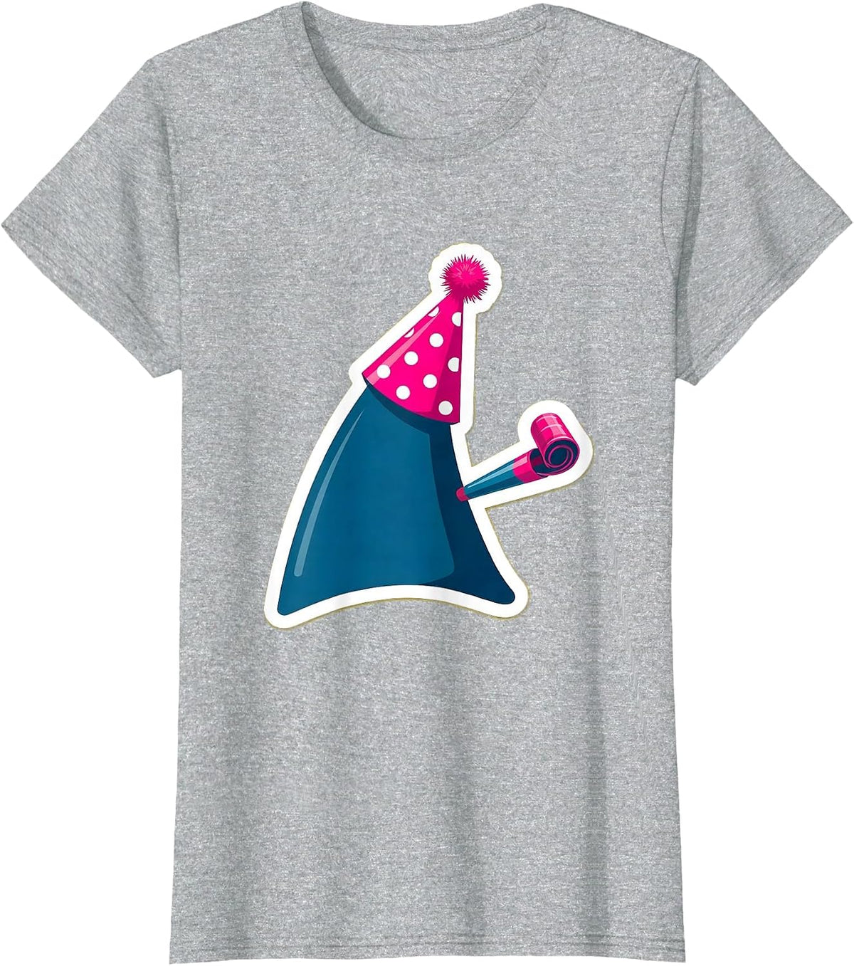 Birthday Shark Fin Party Hat Celebration Design T-Shirt - Heather Grey