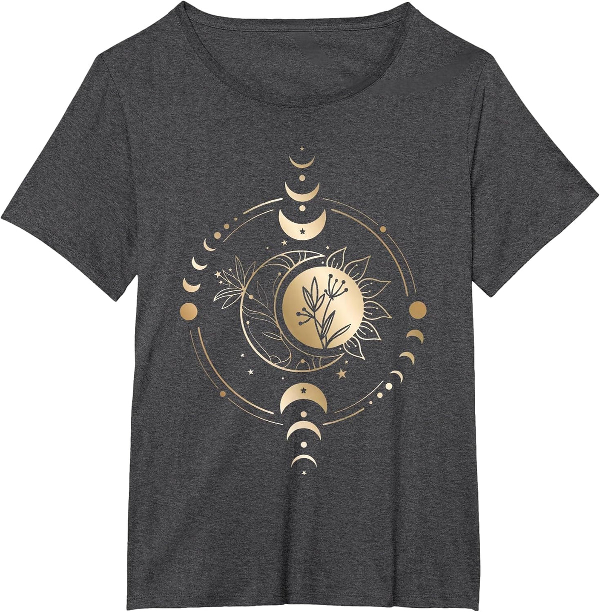 Mystic Moon and Sun Phase Celestial Boho Vintage T-Shirt - Dark Heather Grey