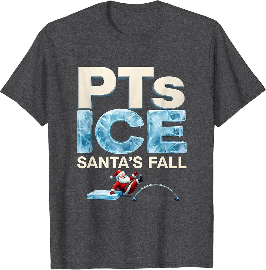 Men's PTs Ice Santa's Fall Funny Physical Therapist Holiday Humor T-Shirt - Dark Heather Grey