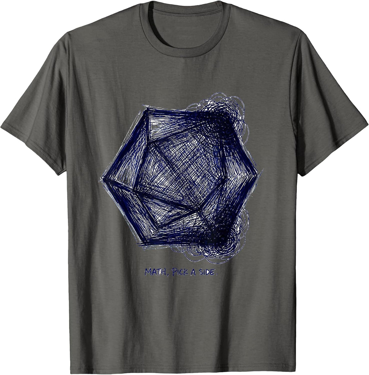 Men's Math Pick A Side Funny Math Teacher Nerd Pun Humor T-Shirt - Asphalt Grey