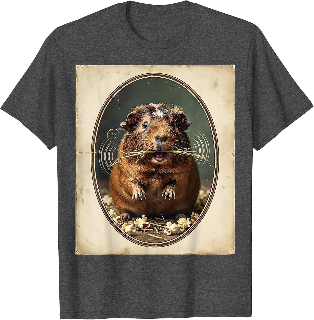 Men's Plump Rosette Guinea Pig Vintage Pet Lover Humor T-Shirt - Dark Heather Grey