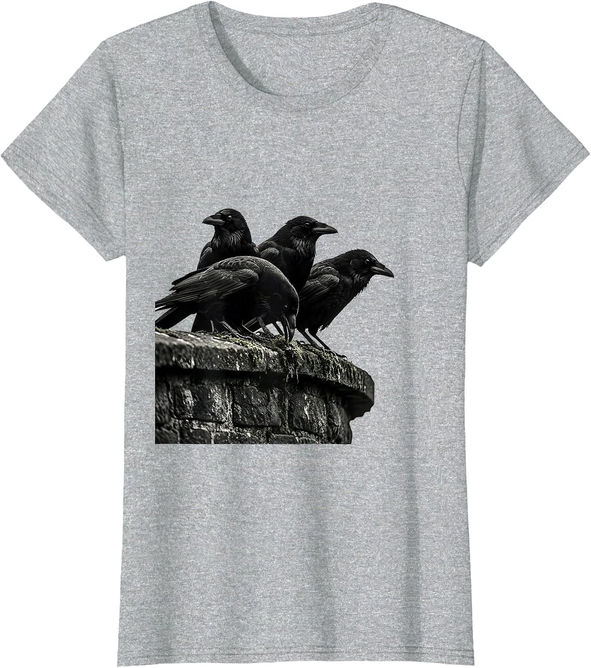 Women's Murder Assembled Dark Humor Crow Raven Bird Lover Gothic T-Shirt - Heather Grey