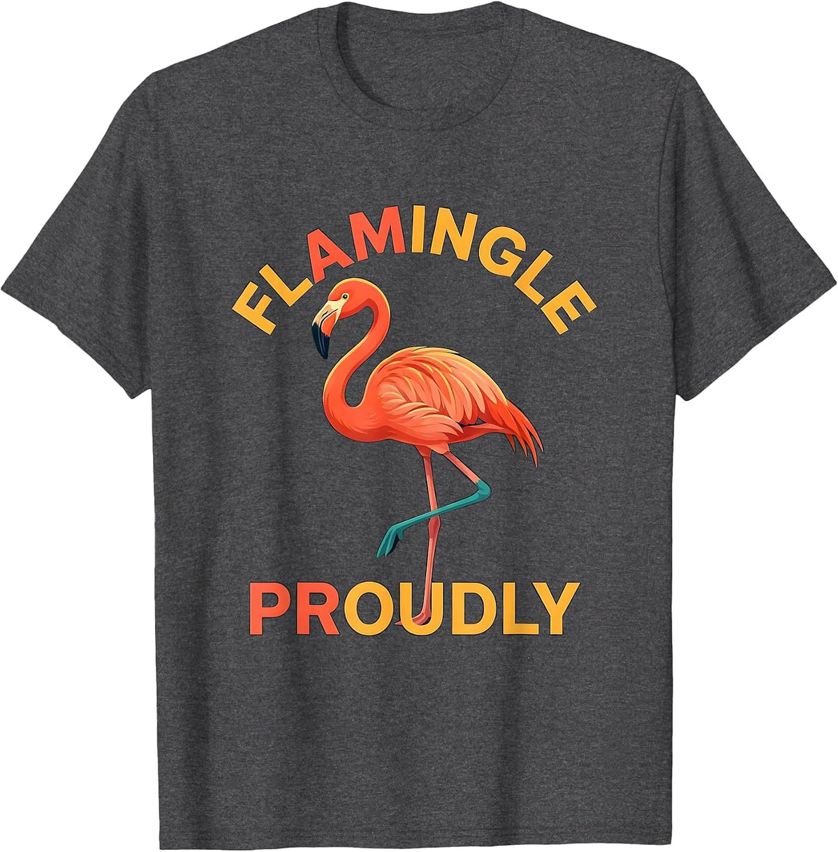 Men's Flamingle Proudly Funny Flamingo Lover Novelty Gift T-Shirt - Dark Heather Grey