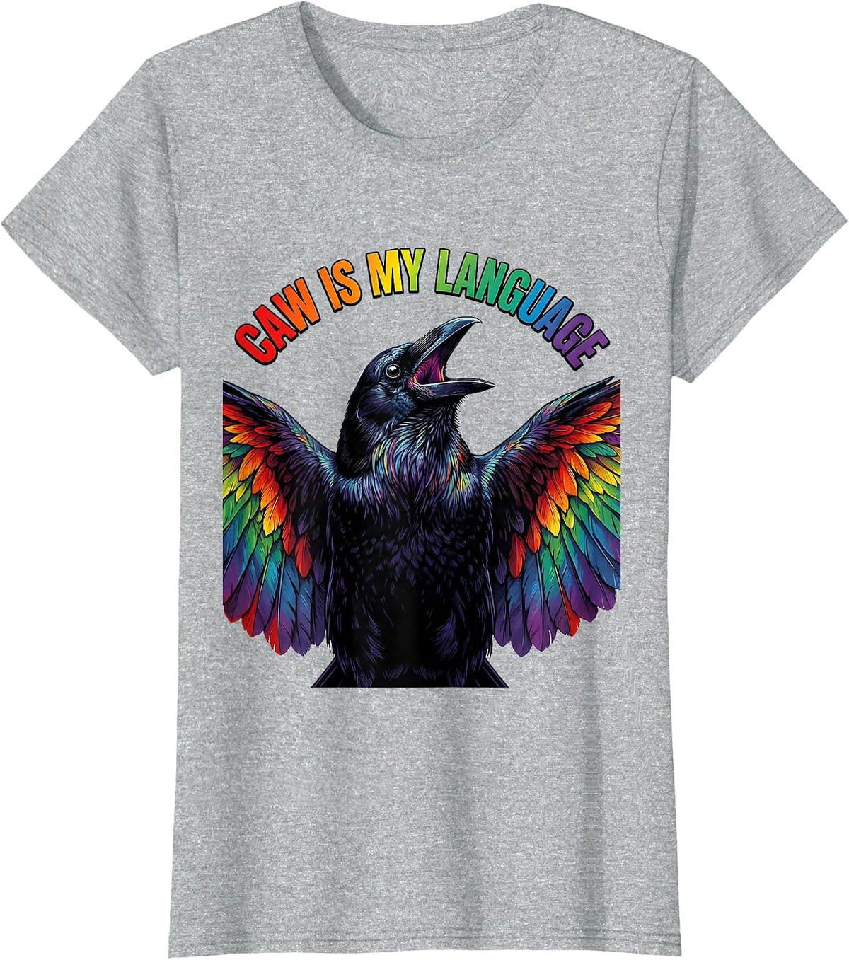 Women's Caw Is My Language Crow Bird Lover Design T-Shirt - Heather Grey