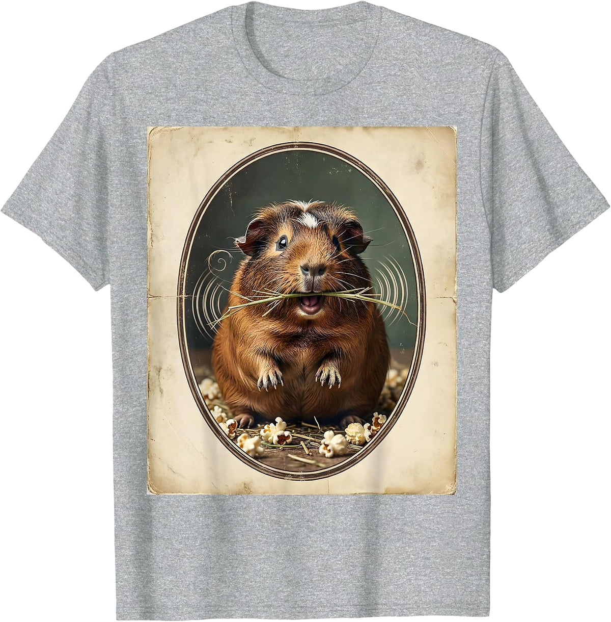 Men's Plump Rosette Guinea Pig Vintage Pet Lover Humor T-Shirt - Heather Grey