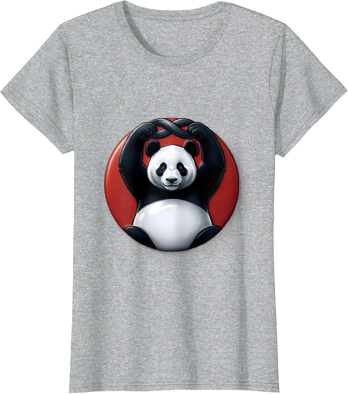 Sealed Panda Badge Cute Animal Lover Gift T-Shirt - Heather Grey
