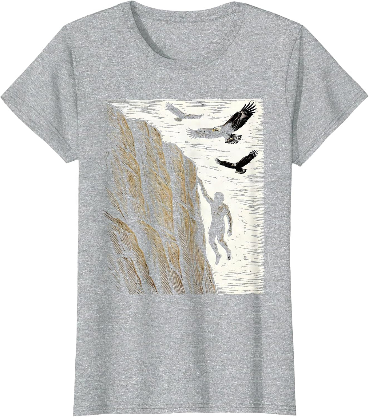 Rock Climber Sheer Cliff Face Freedom Graphic T-Shirt - Heather Grey