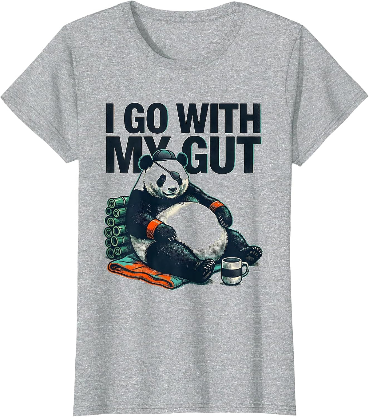 Women's I Go With My Gut Funny Panda Animal Lover Humor Cute Novelty T-Shirt - Heather Grey