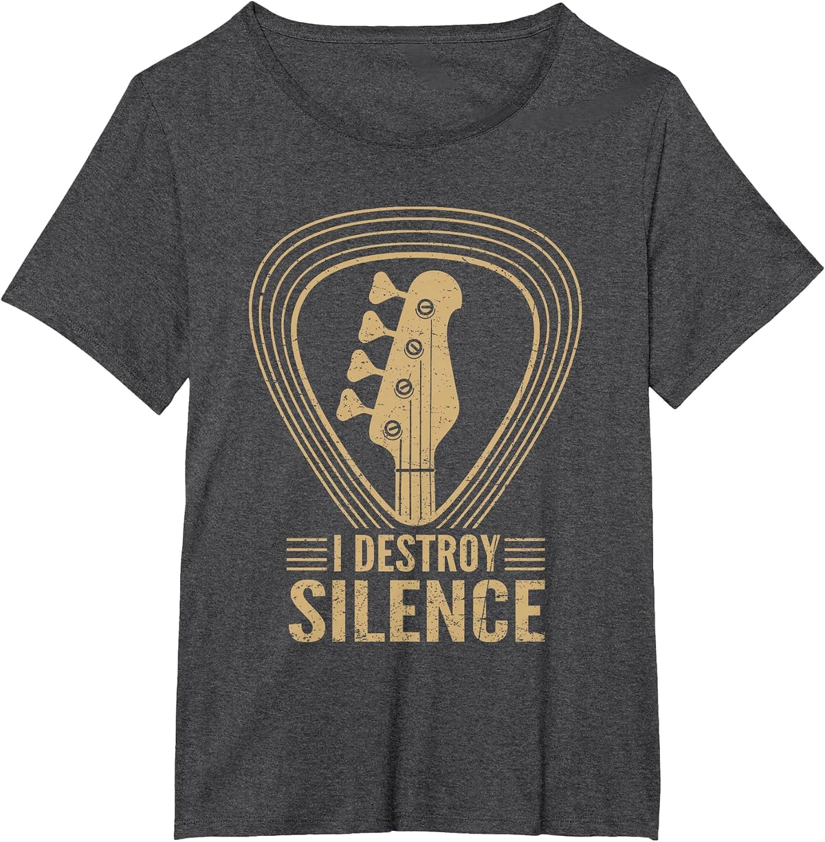 I Destroy Silence Funny Bass Guitar Player Bassist Saying T-Shirt - Dark Heather Grey