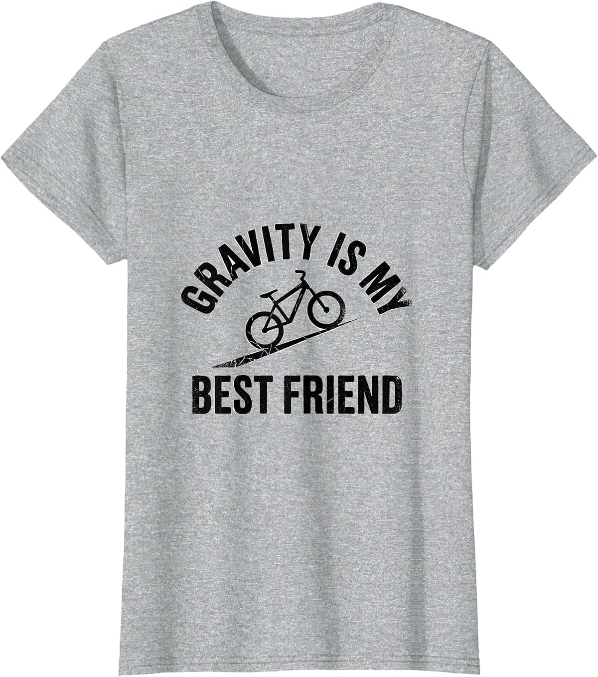 Gravity Is My Best Friend MTB Rider Design T-Shirt - Heather Grey