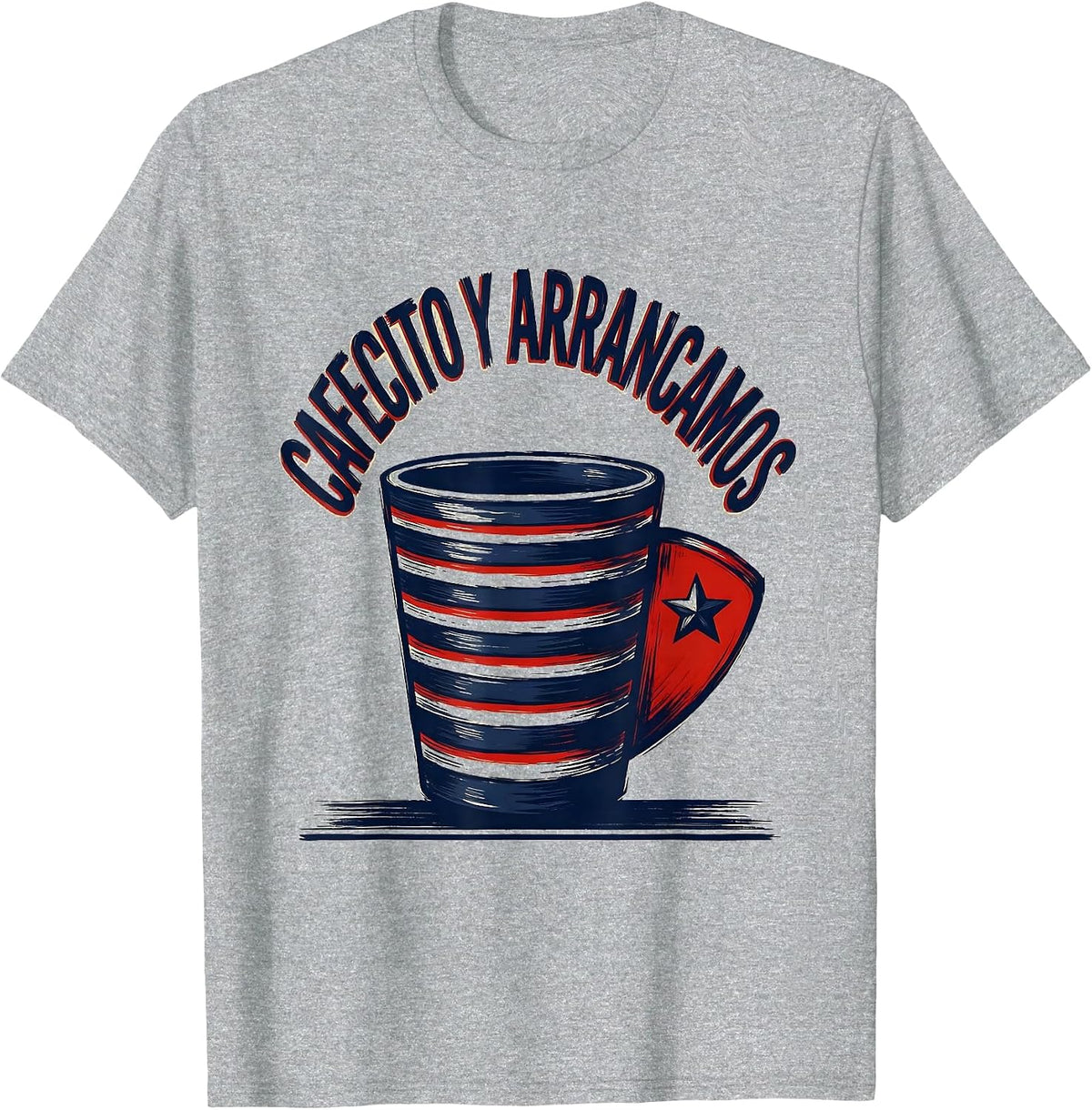 Men's Cafecito Y Arrancamos Sign Painter Cuban Heritage Flag Pride T-Shirt - Heather Grey