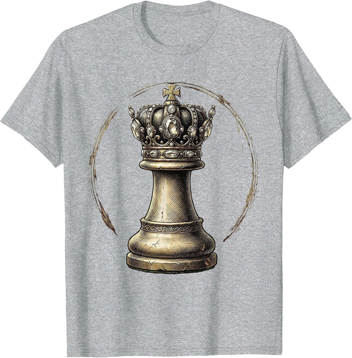 Men's Queen Chess Piece 50th Birthday Jeweled Crown T-Shirt - Heather Grey