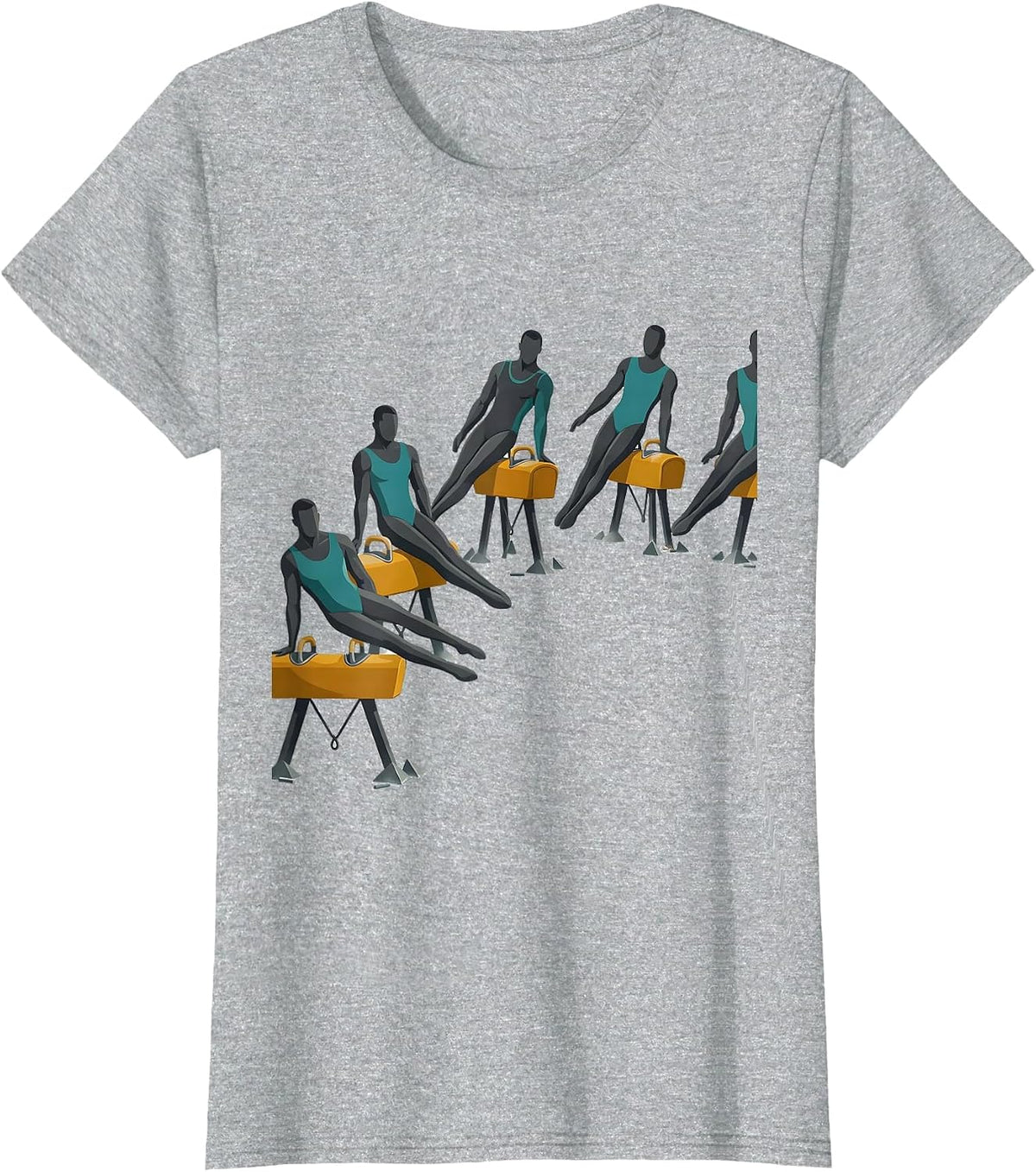 Gymnast Silhouettes Midcentury Modern Funny Gymnastics Gift T-Shirt - Heather Grey