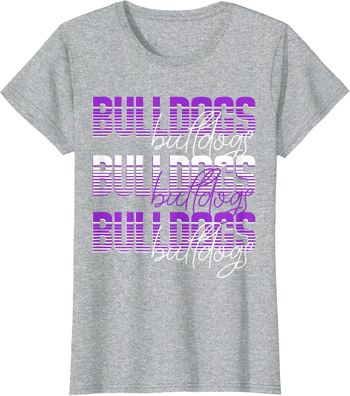Bulldogs School Spirit Purple Bulldog Pride Game Day Mascot T-Shirt - Heather Grey
