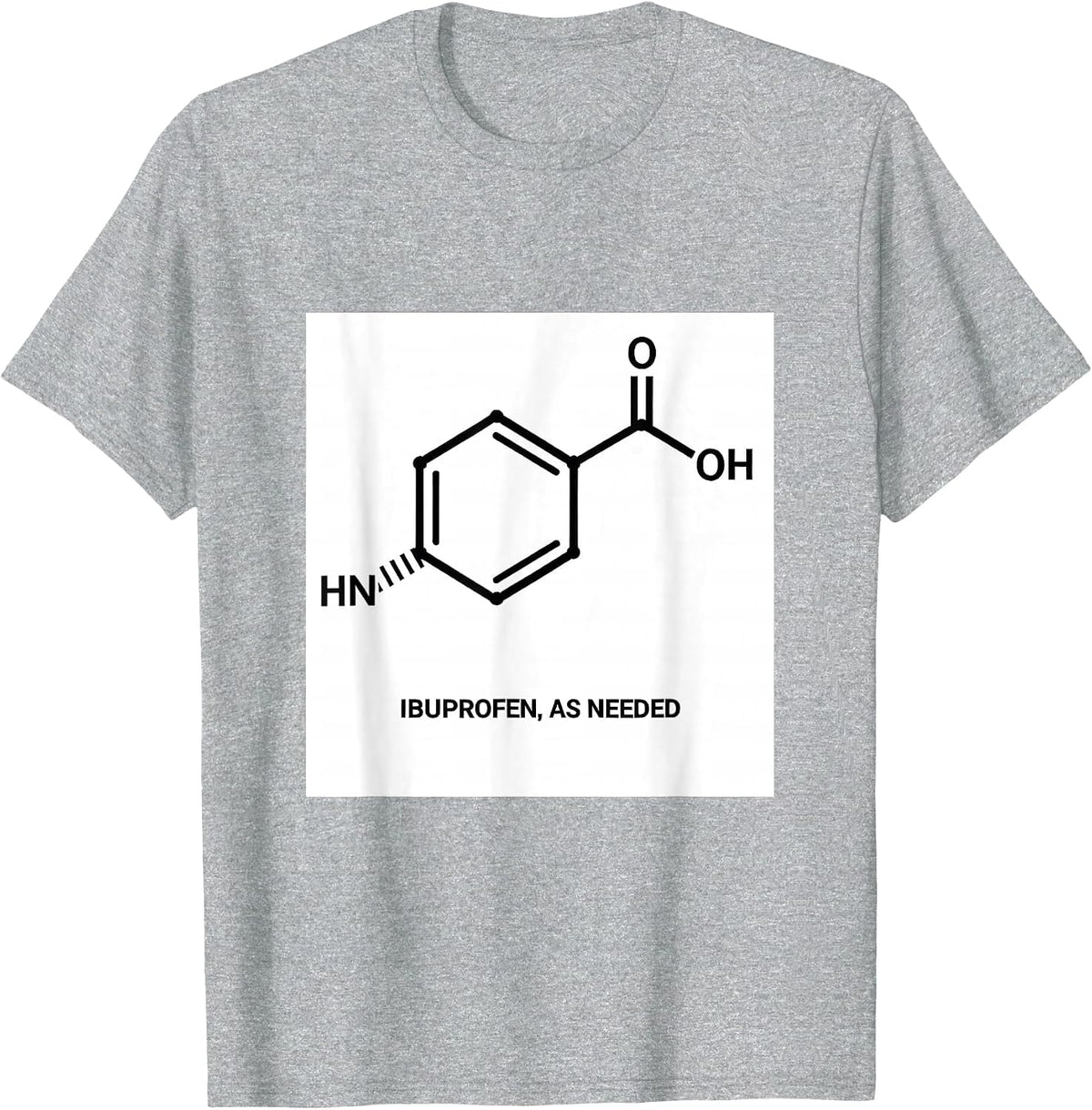 Men's Ibuprofen, As Needed Chemical Structure Pharmacy Humor T-Shirt - Heather Grey