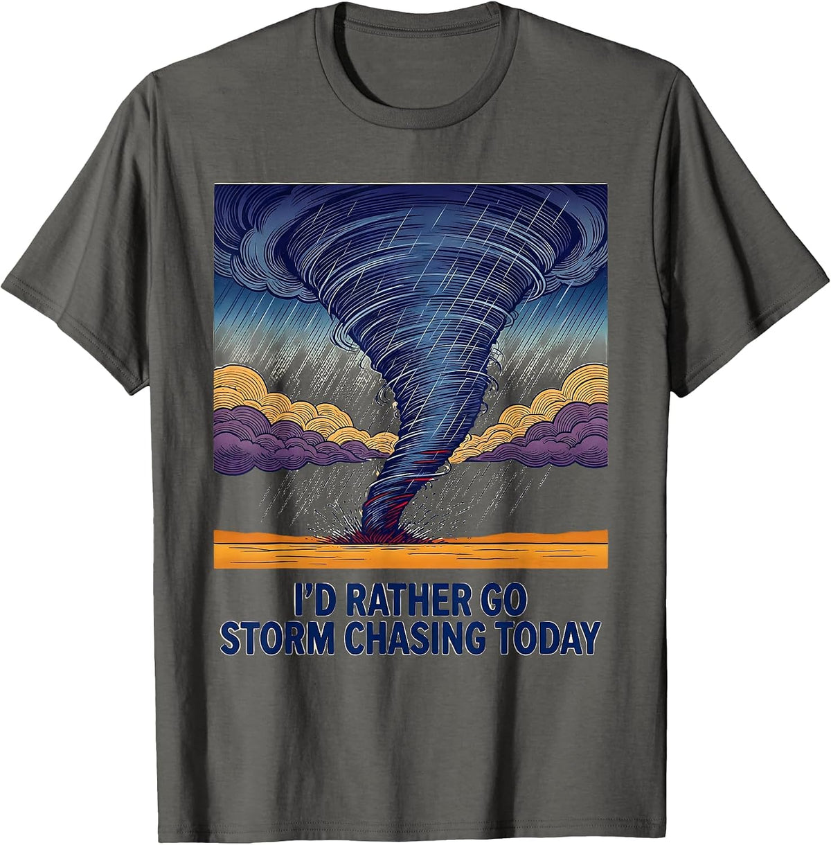 I'd Rather Go Storm Chasing Today Ukiyo-e Tornado Chaser T-Shirt - Asphalt Grey