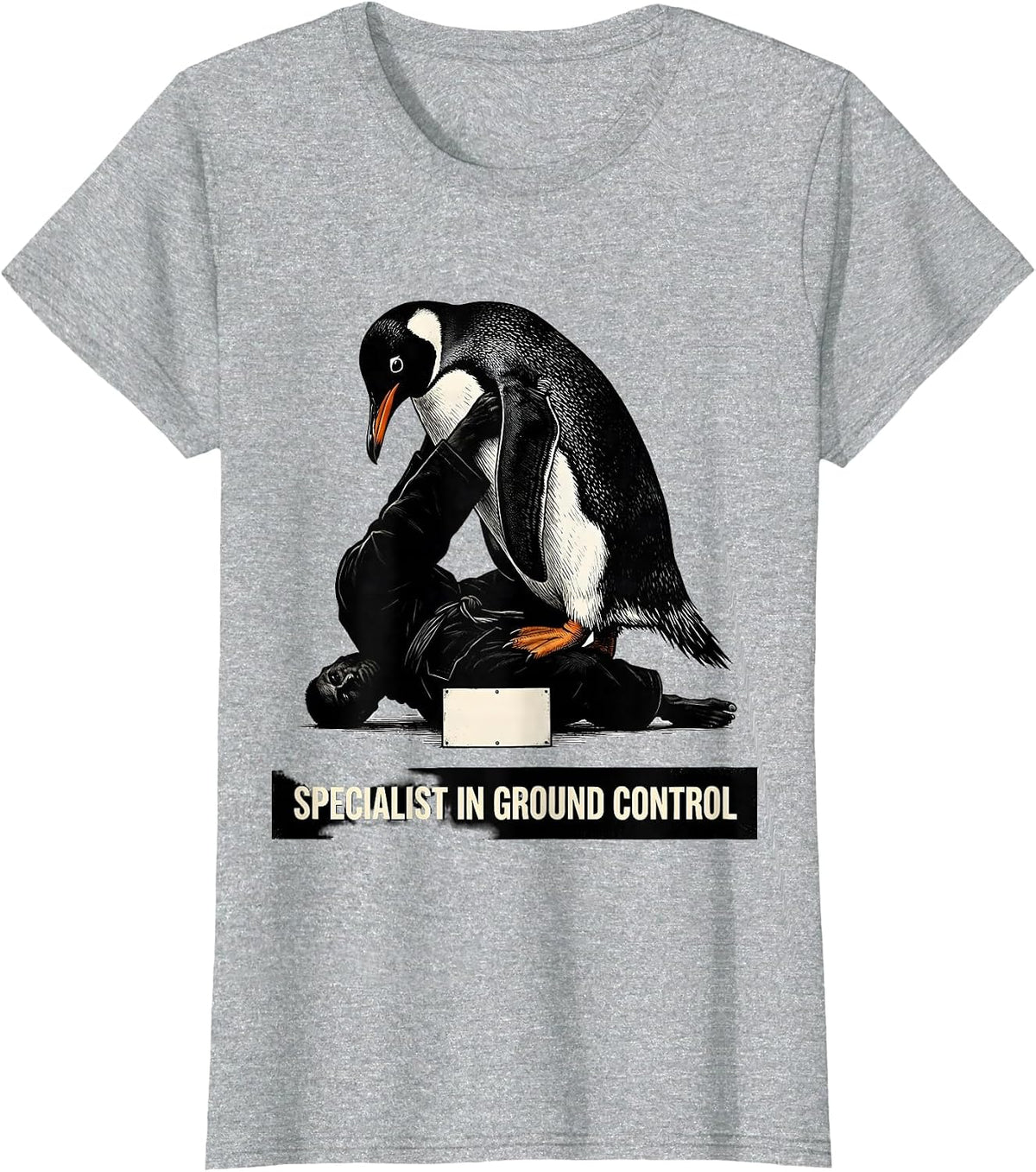 Women's Specialist In Ground Control Funny Penguin Martial Arts T-Shirt - Heather Grey