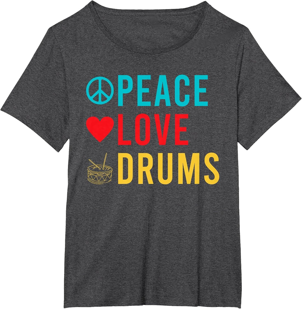 Peace Love Drums Drummer T-Shirt - Dark Heather Grey