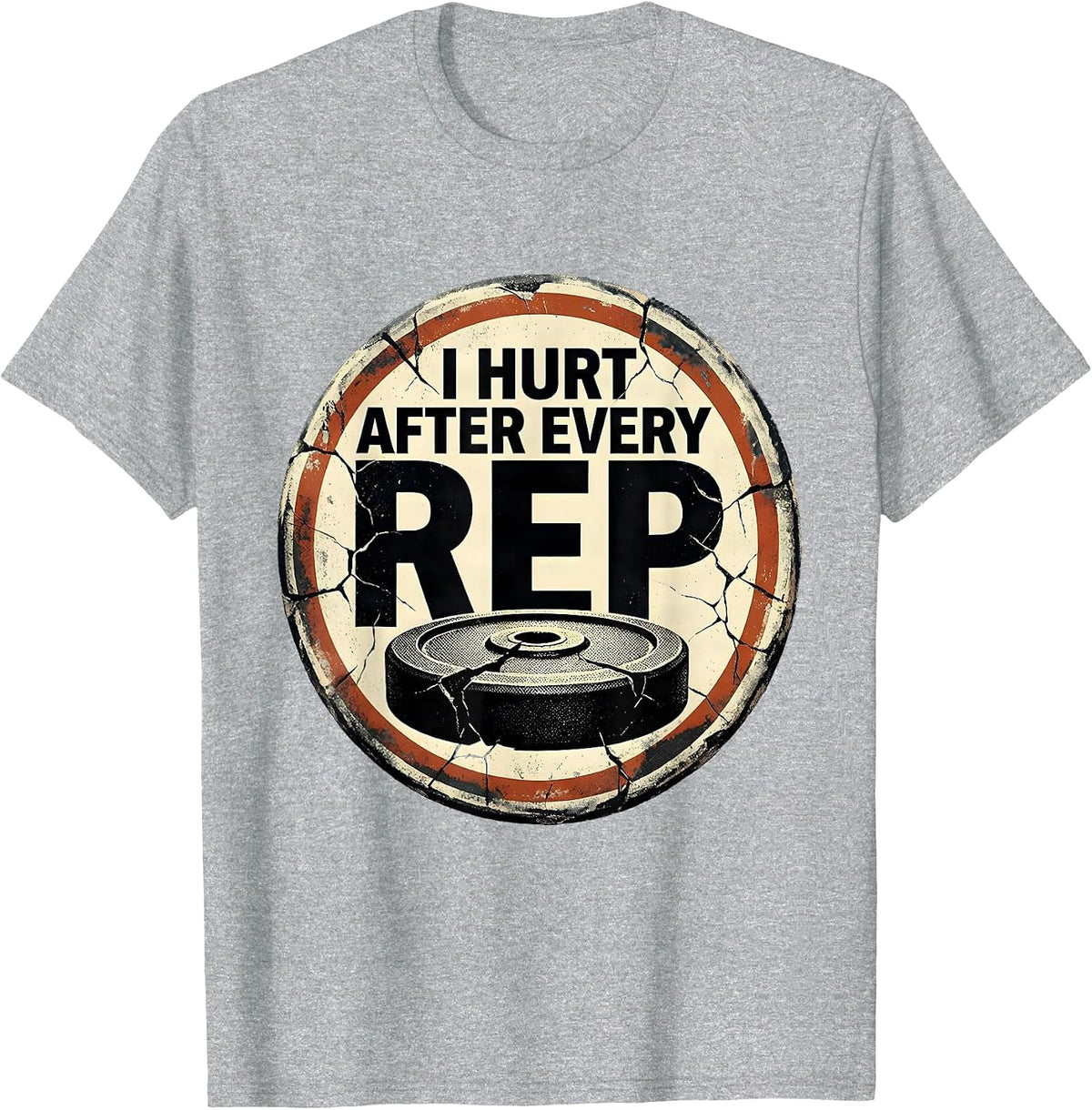 Men's I Hurt After Every Rep Distressed Gym Workout Weightlifter T-Shirt - Heather Grey