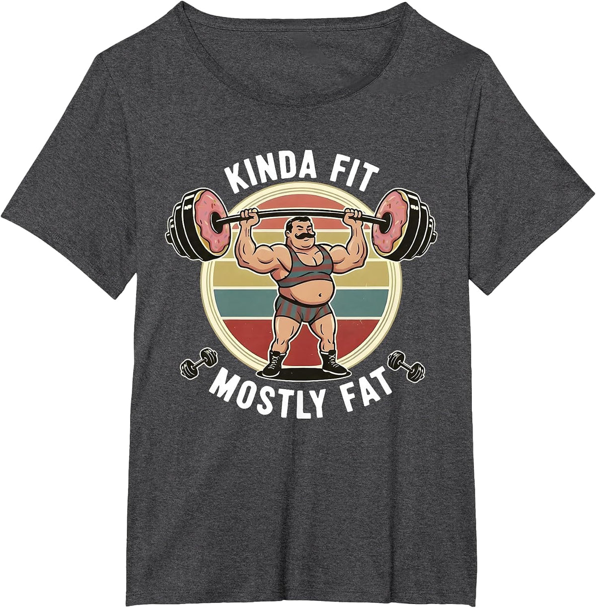 Kinda Fit Mostly Fat Funny Gym Workout Sarcastic Fitness Men T-Shirt - Dark Heather Grey