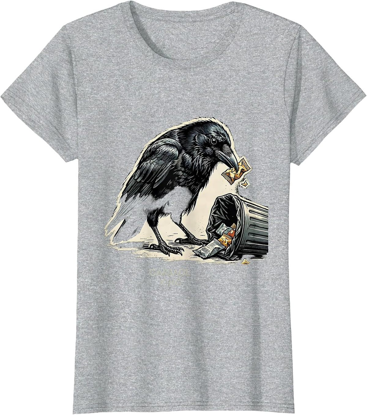 Crow Scavenger Vintage Funny Animal Meme Animal Lover T-Shirt - Heather Grey