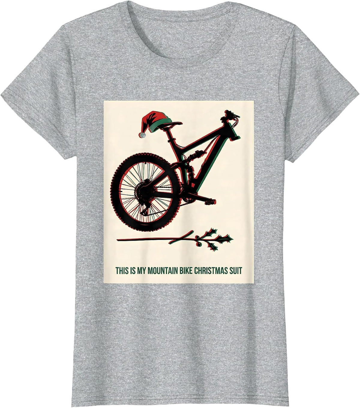 Women's This Is My Mountain Bike Christmas Suit Biker Santa T-Shirt - Heather Grey