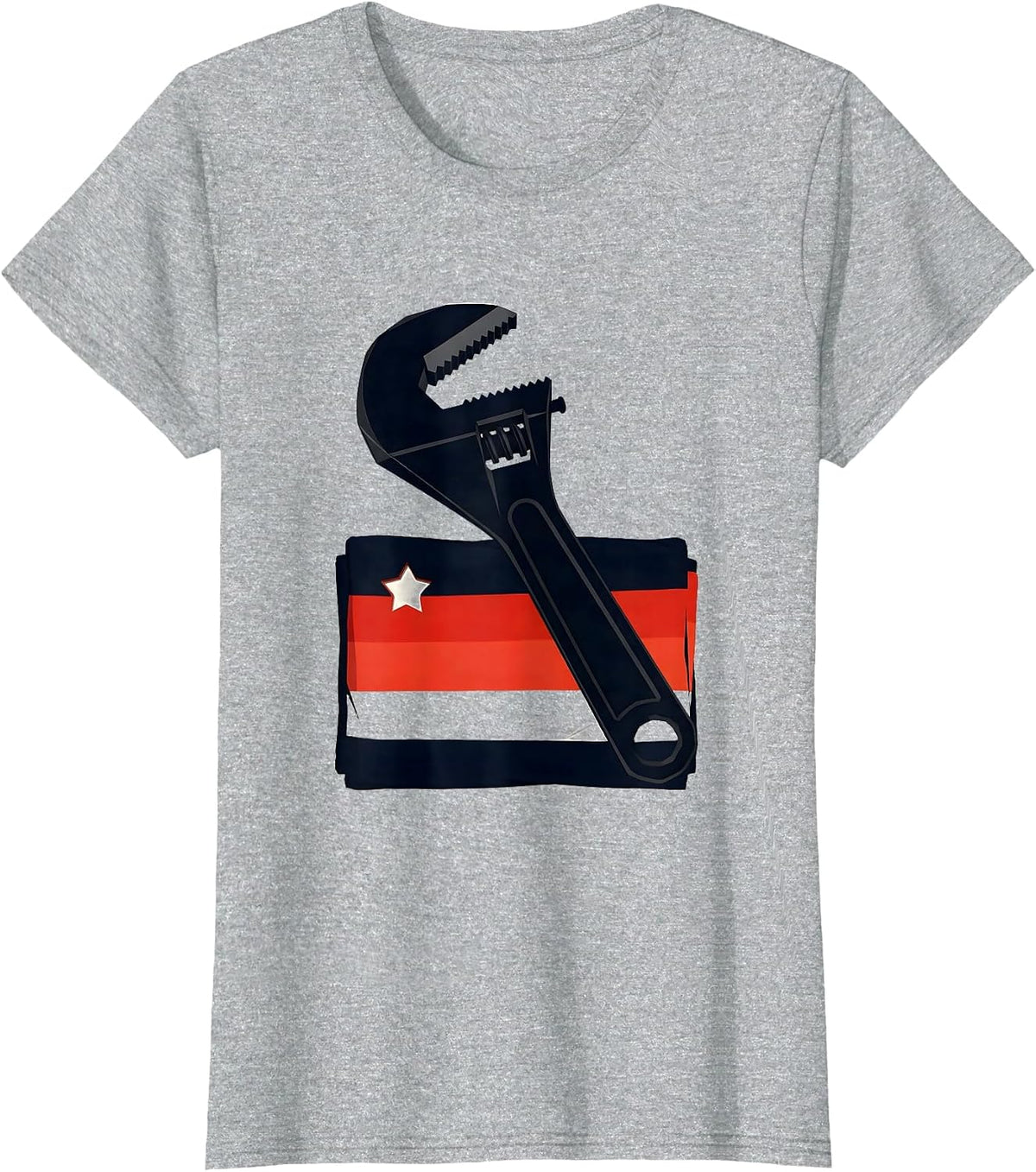 Faceted Pipe Wrench Labor Day Patriotic Union Pride T-Shirt - Heather Grey