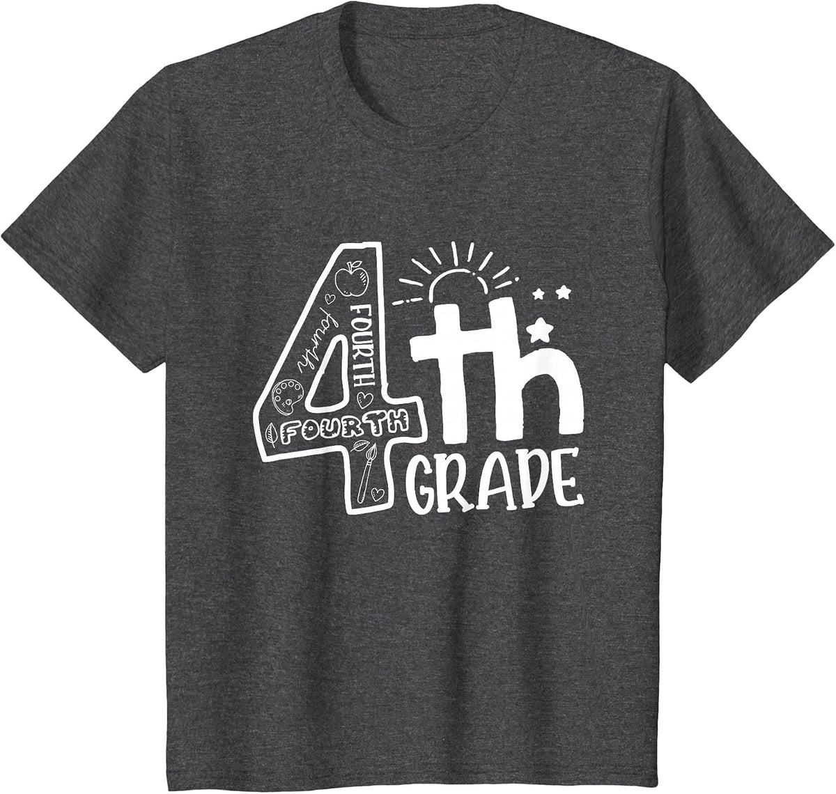 Hello 4th Grade Teacher Boys and Team Fourth Grade Girls T-Shirt - Dark Heather Grey