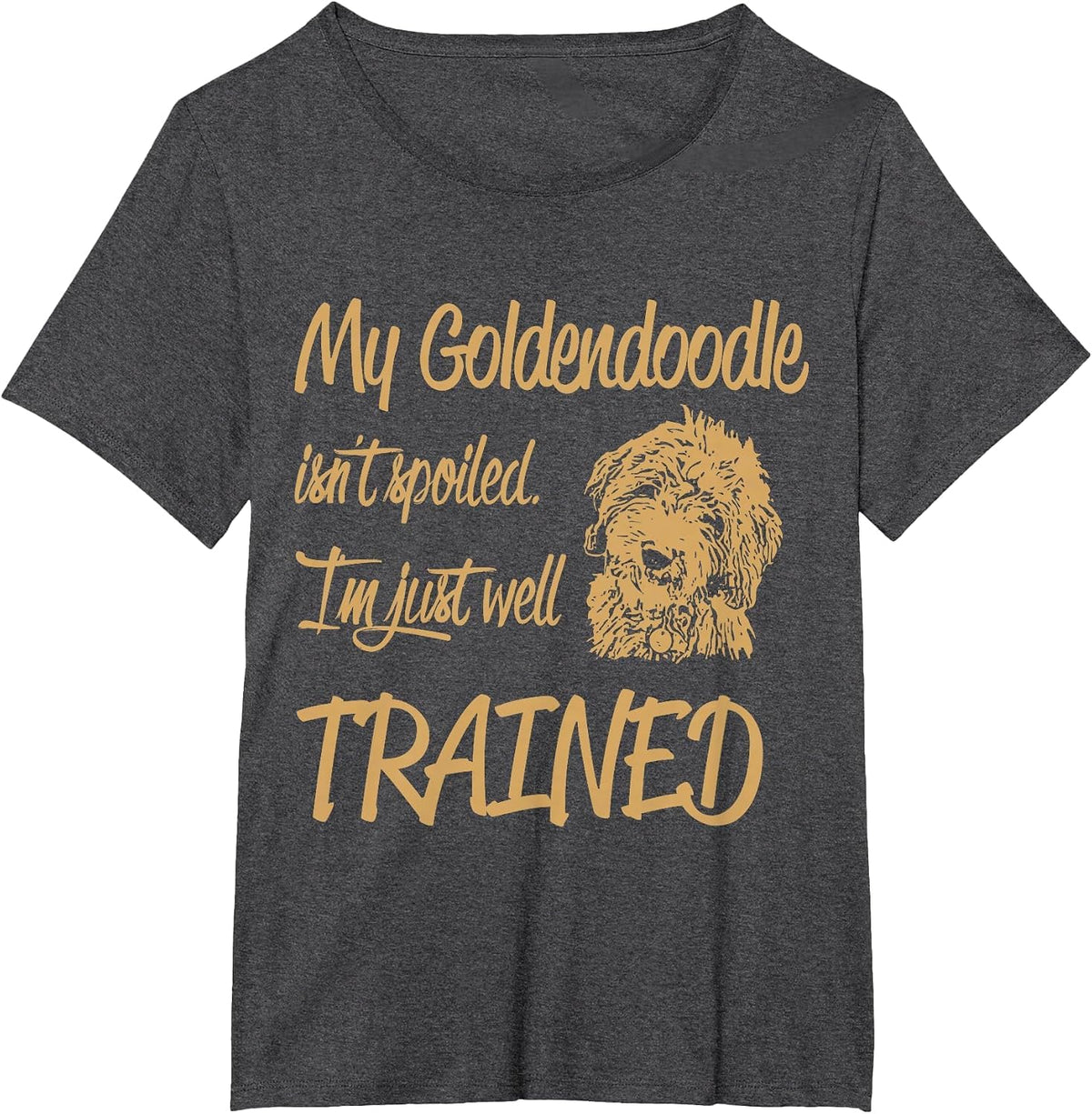 My Goldendoodle Isn't Spoiled T-Shirt - Dark Heather Grey