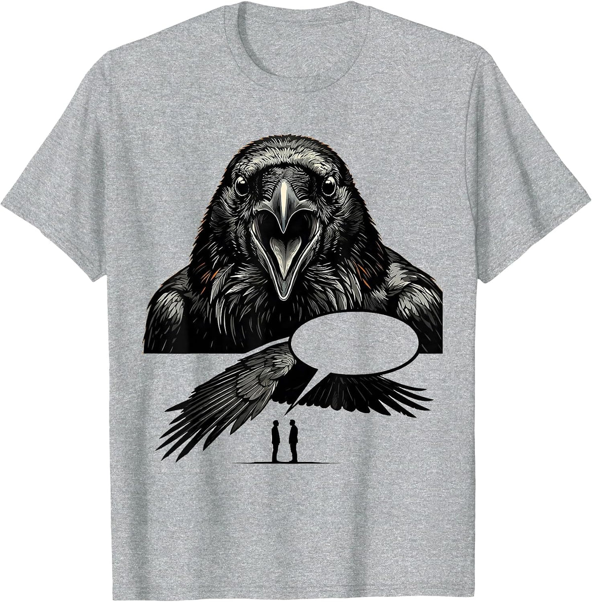 Men's Black Crow Gothic Dark Humor Crow Lover Gift T-Shirt - Heather Grey