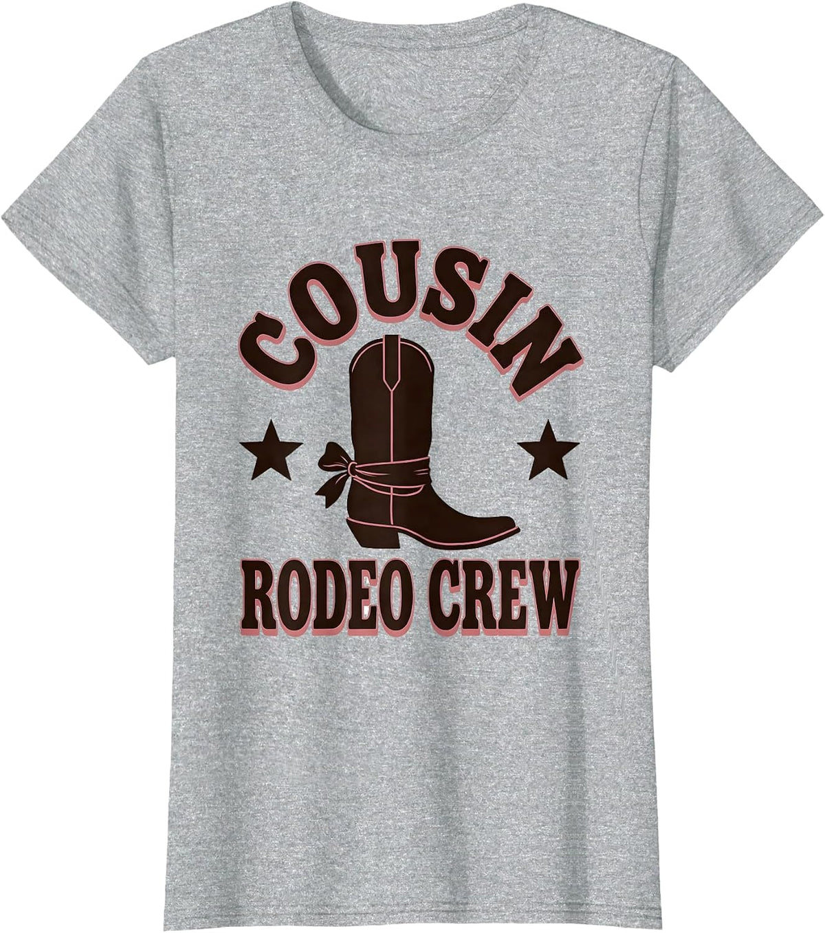 Cousin Rodeo Crew Bold Arched Typography Cowgirl Birthday T-Shirt - Heather Grey