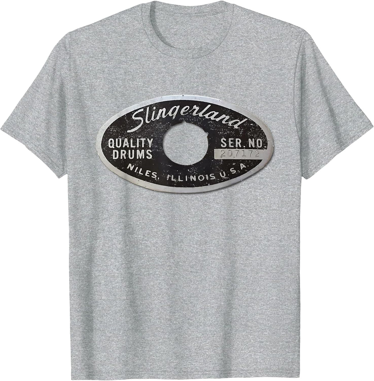 Vintage Slingerland Drums Guitar USA Drummer Tee T-Shirt - Heather Grey
