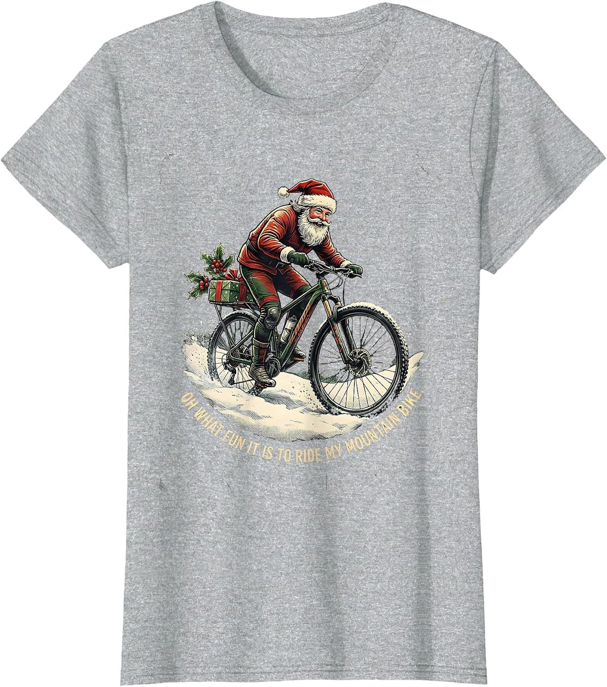 Women's Oh What Fun It Is To Ride My Mountain Bike Vintage T-Shirt - Heather Grey