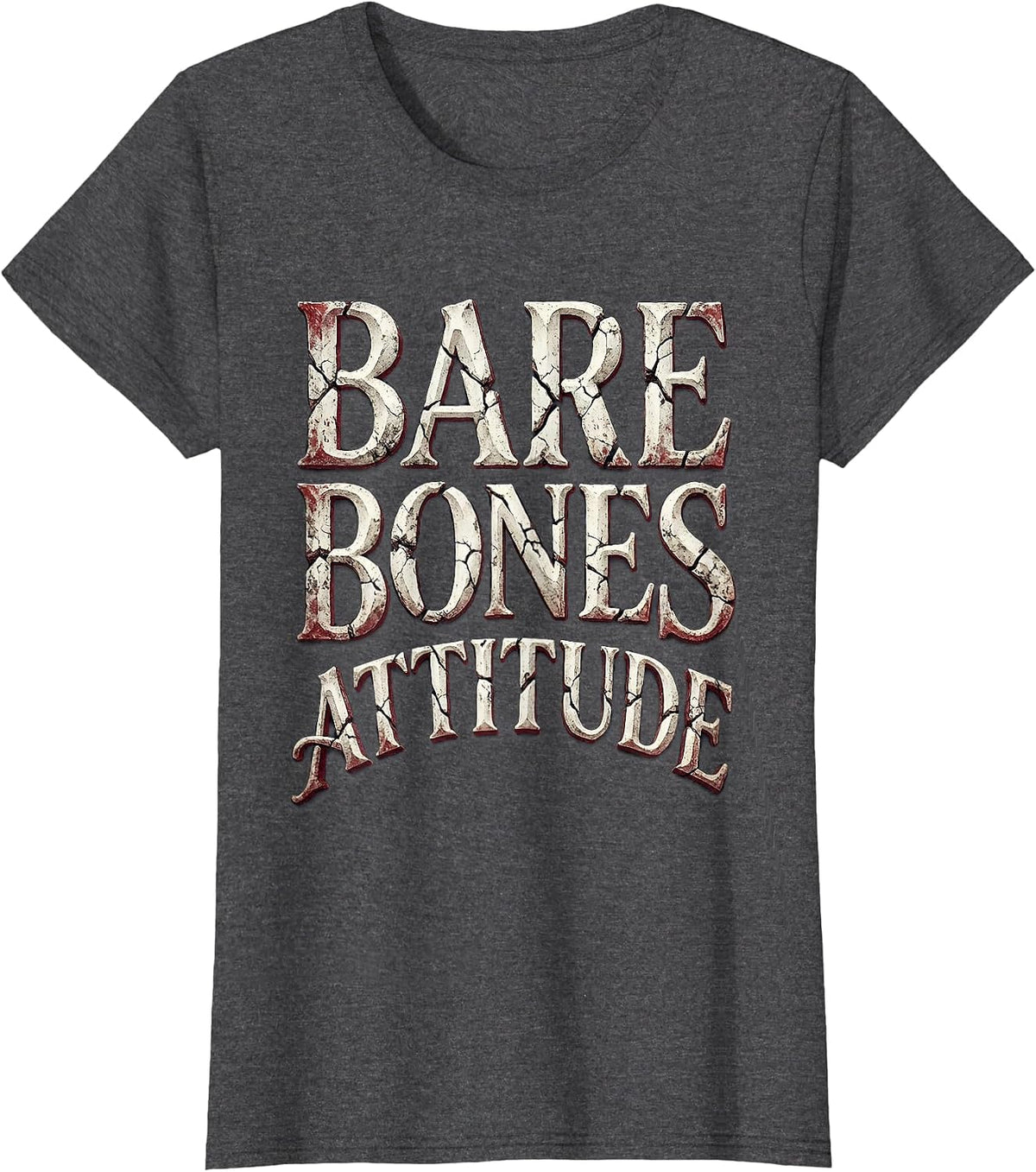 Women's Bare Bones Attitude Skeleton Graphic Design T-Shirt - Dark Heather Grey