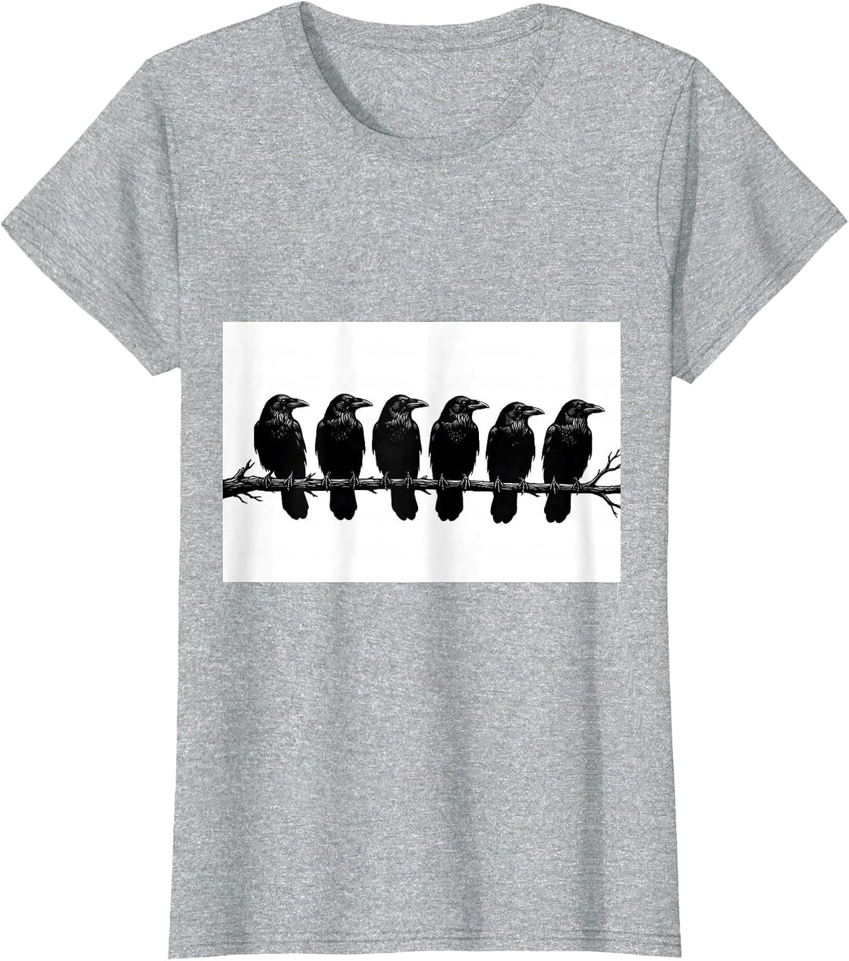 Women's Six Crows Silhouette Dark Humor Gothic Bird Lover T-Shirt - Heather Grey