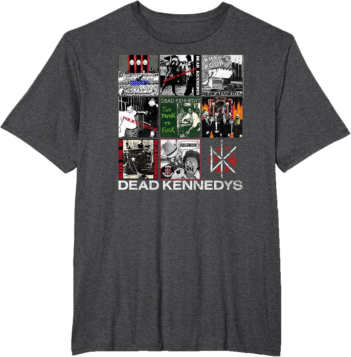 Dead Kennedys Singles Covers Vintage Punk Band T-Shirt - Dark Heather Grey