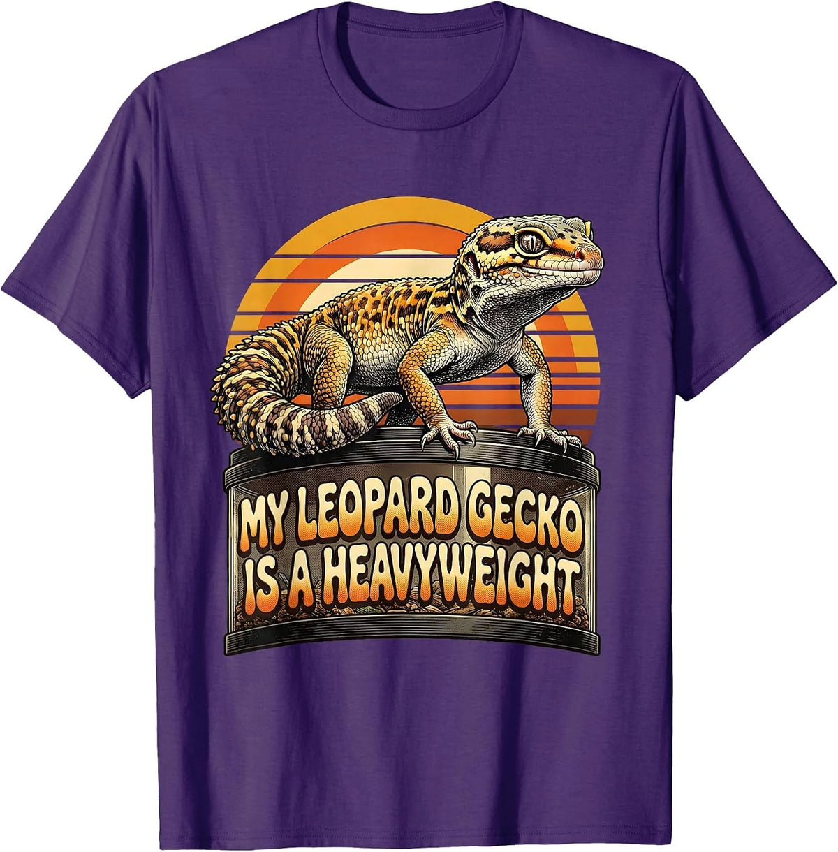 My Leopard Gecko Is A Heavyweight Funny Reptile Lover Retro T-Shirt - Purple