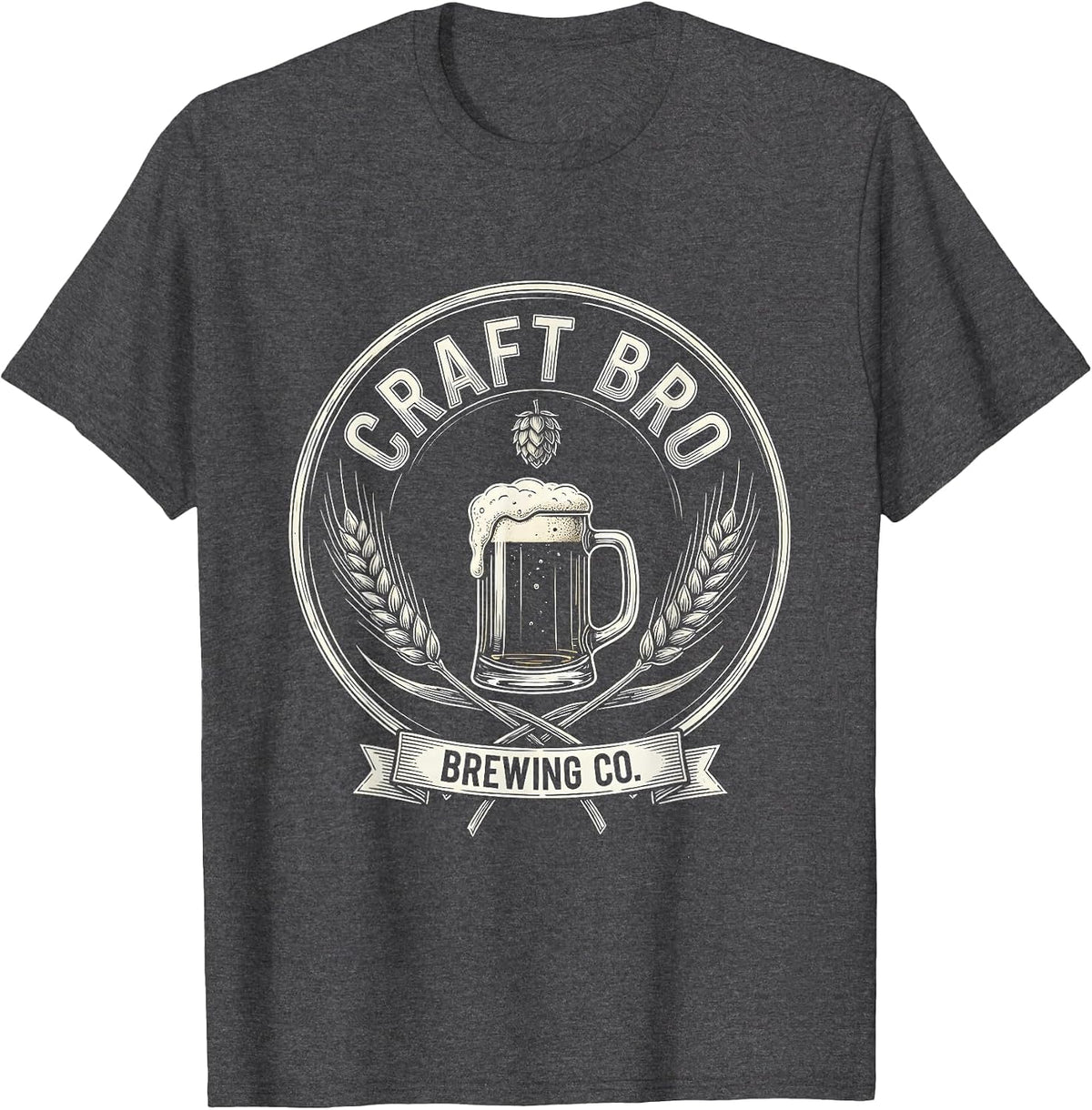Craft Bro Brewing Co. Brewing Badge Design T-Shirt - Dark Heather Grey
