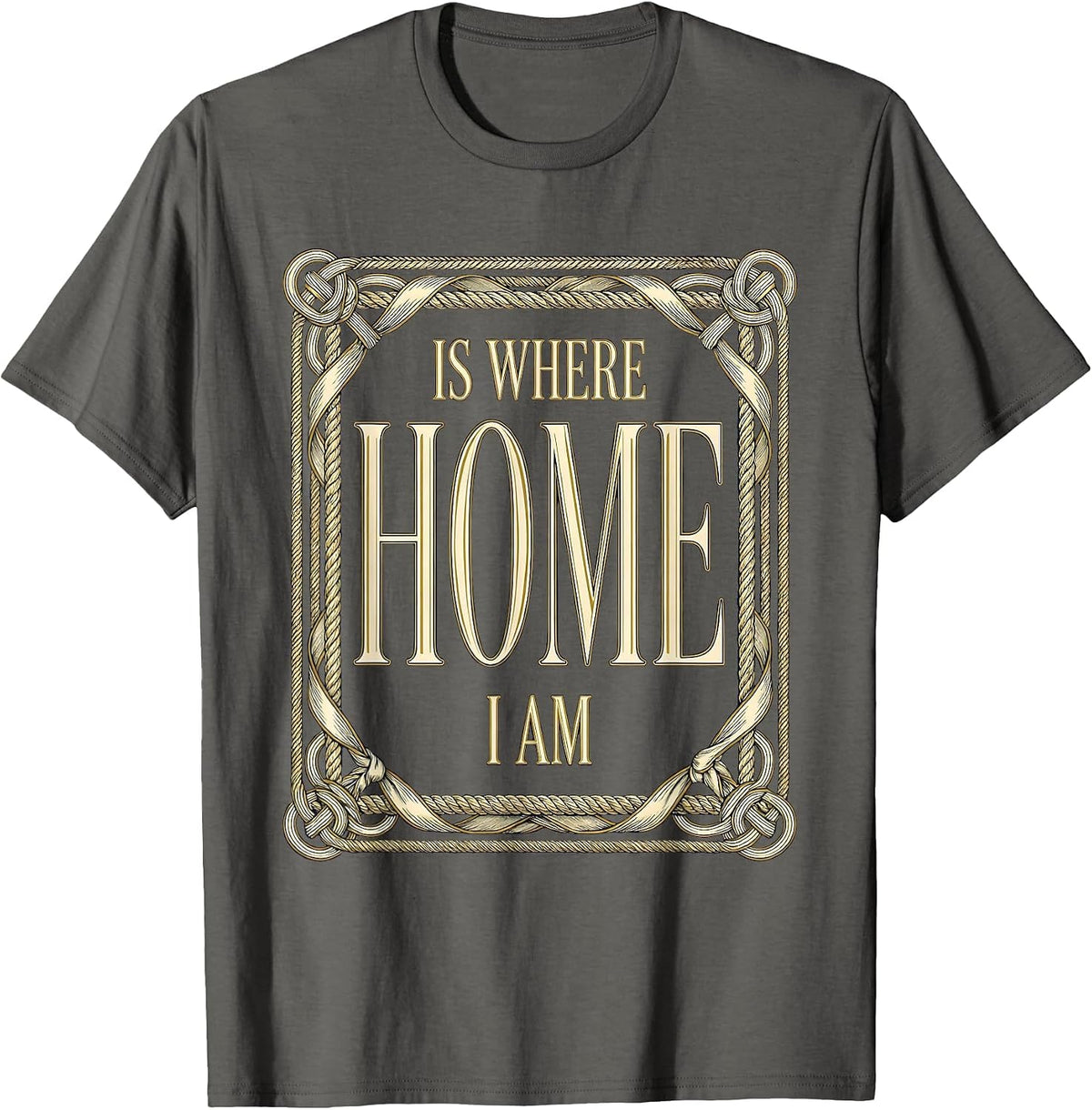 Home Is Where I Am Turtle Wanderer Design T-Shirt - Asphalt Grey