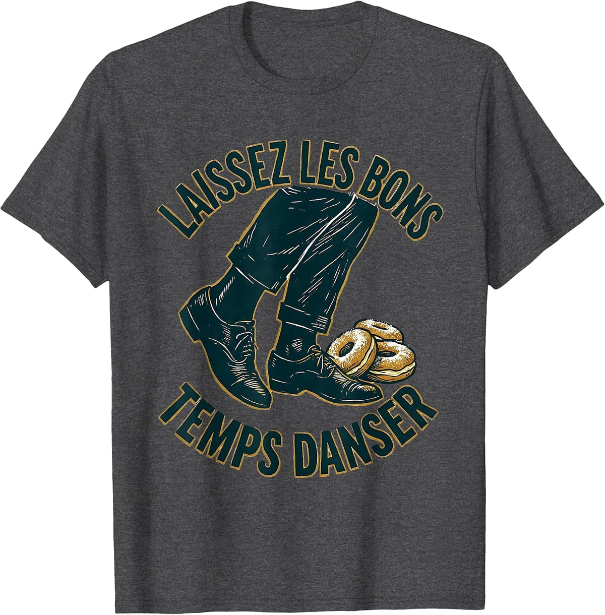 Laissez Les Bons Temps Danser Linocut New Orleans Mardi Gras T-Shirt - Dark Heather Grey