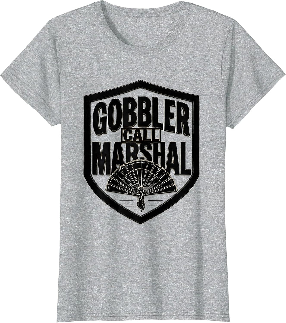 Gobbler Call Marshal Wood Type Letterpress Turkey Hunting T-Shirt - Heather Grey