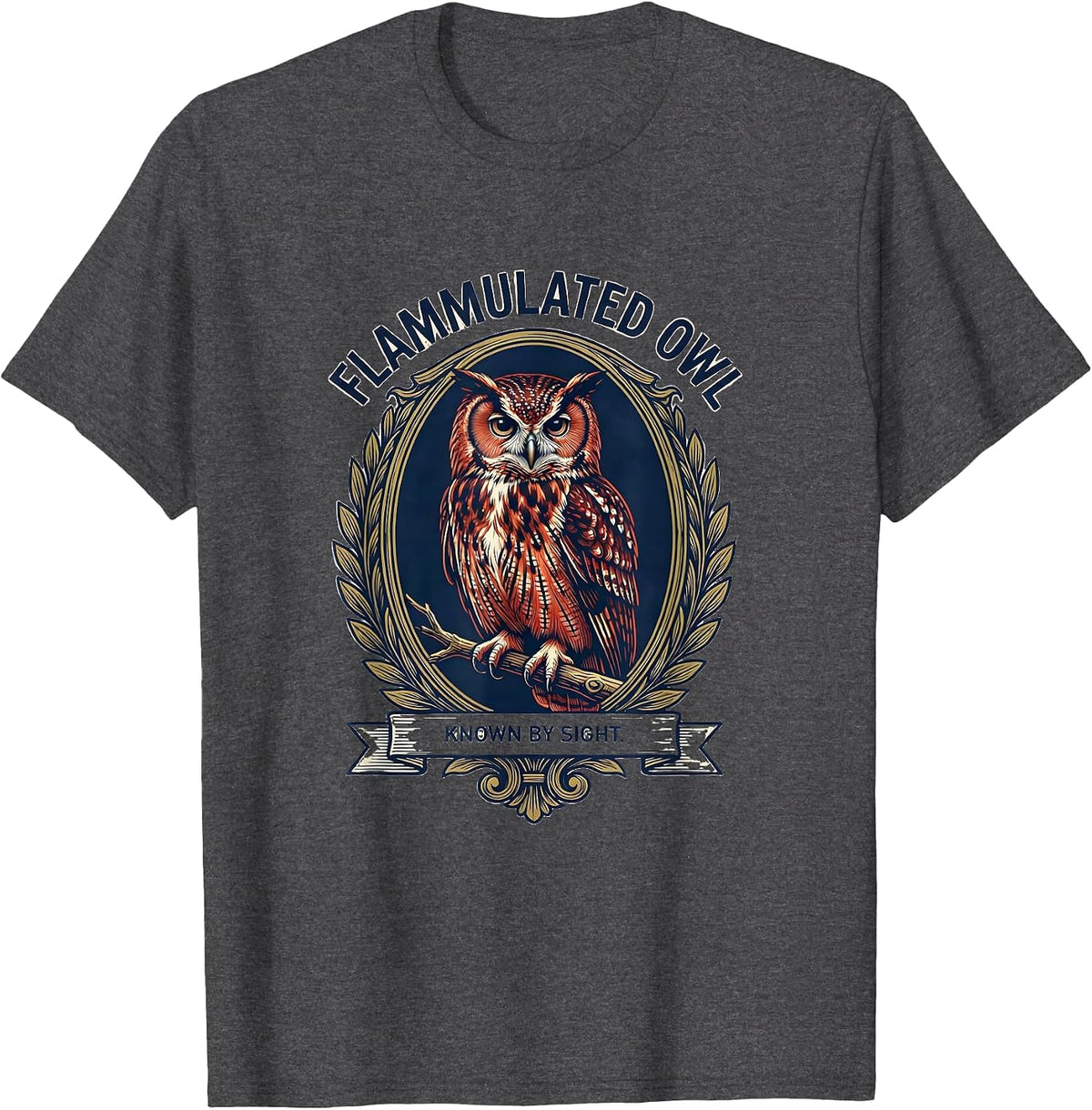 Men's Flammulated Owl Known By Sight Retro Owl Lover Humor T-Shirt - Dark Heather Grey